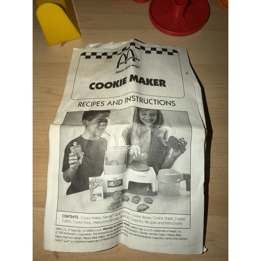 Vintage 93 McDonald's Happy Meal Magic Cookie Maker - Missing Parts Damaged Box